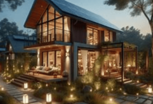 Iluminação com painéis solares para áreas externas