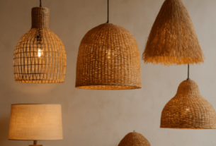 Luminárias artesanais feitas de materiais naturais