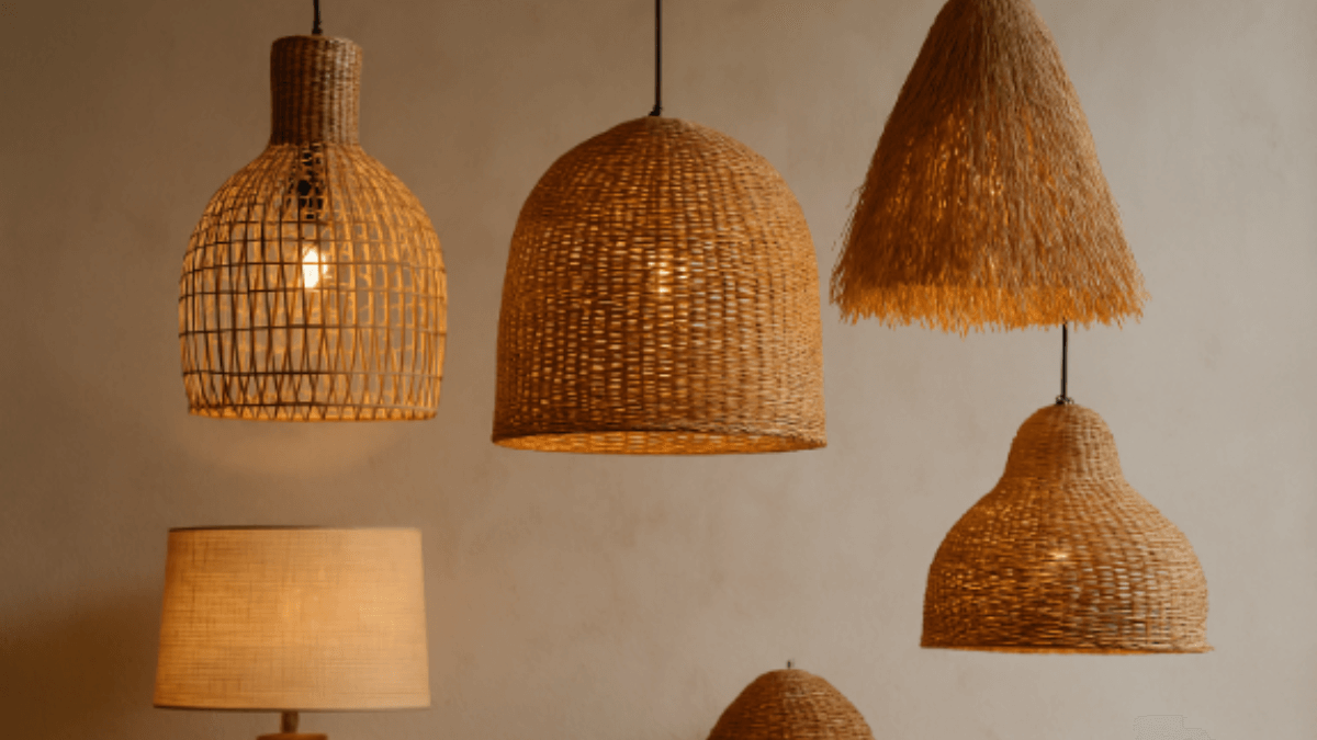 Luminárias artesanais feitas de materiais naturais
