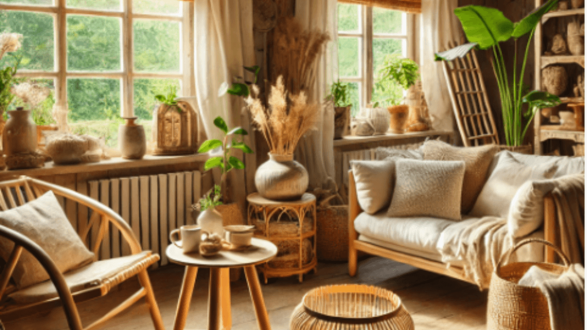 Uso de bambu na decoração em casa de campo